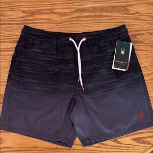 NWT Spyder Black and Gray Swim Trunks
